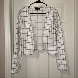 Elegant White Grid Blazer